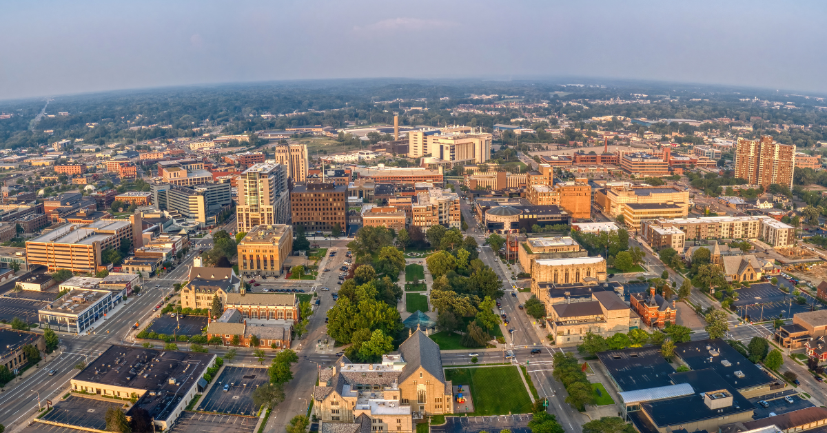 aerial image of Kalamazoo Michigan